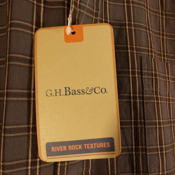 G.H. Bass & Co shirt mens L Large multicolor plaid river rock textures button - Picture 3 of 10